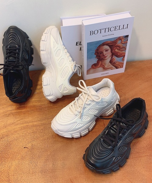 JUNOAH（ジュノア）の「厚底ダッドスニーカー（スニーカー・レディース・ホワイト/ブラック・38/36/37/39）」の7枚目の写真