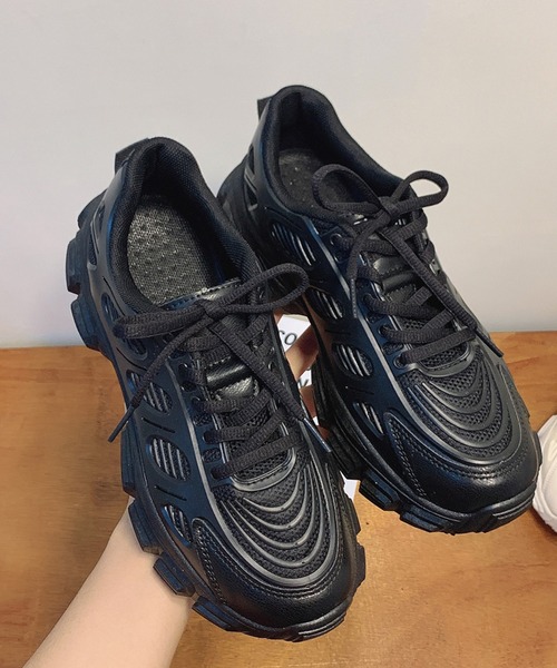 JUNOAH（ジュノア）の「厚底ダッドスニーカー（スニーカー・レディース・ホワイト/ブラック・38/36/37/39）」の3枚目の写真