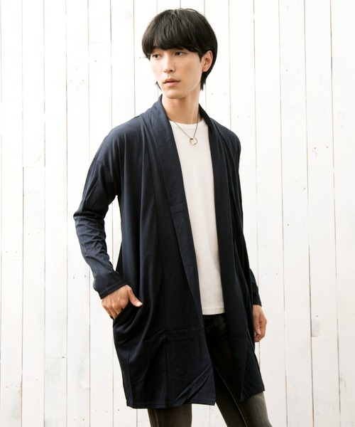 TopIsm(トップイズム)の「ショールカラードレープ無地ロングカーディガン(カーディガン/ボレロ・メンズ・チャコール/カーキ/モカ/ブラック/ネイビー/グレー・M/L)」の6枚目の写真