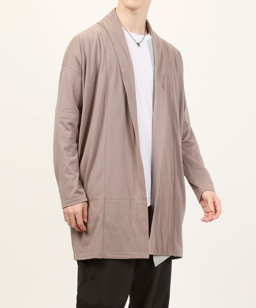 TopIsm(トップイズム)の「ショールカラードレープ無地ロングカーディガン(カーディガン/ボレロ・メンズ・チャコール/カーキ/モカ/ブラック/ネイビー/グレー・M/L)」の7枚目の写真