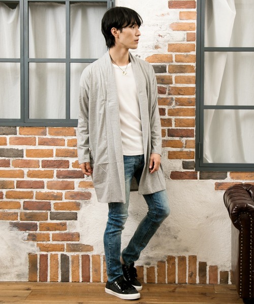 TopIsm(トップイズム)の「ショールカラードレープ無地ロングカーディガン(カーディガン/ボレロ・メンズ・チャコール/カーキ/モカ/ブラック/ネイビー/グレー・M/L)」の11枚目の写真