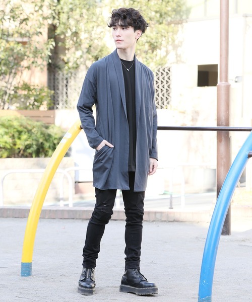 TopIsm(トップイズム)の「ショールカラードレープ無地ロングカーディガン(カーディガン/ボレロ・メンズ・チャコール/カーキ/モカ/ブラック/ネイビー/グレー・M/L)」の12枚目の写真