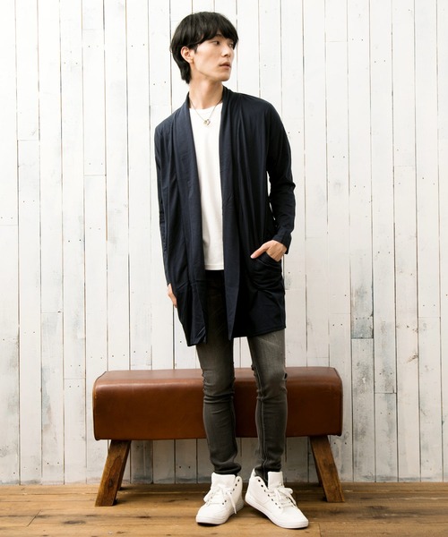 TopIsm(トップイズム)の「ショールカラードレープ無地ロングカーディガン(カーディガン/ボレロ・メンズ・チャコール/カーキ/モカ/ブラック/ネイビー/グレー・M/L)」の15枚目の写真