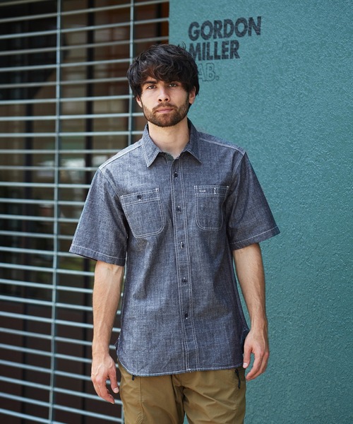 BIG MIKE（ビッグマイク）の「BIG MIKE CHAMBRAY SHORT SHIRTS (ビッグマイク シャンブレー ショートシャツ)(2colors)(102125500)（シャツ/ブラウス・メンズ・ライトインディゴブルー/ブラック・L/XL/M）」の2枚目の写真