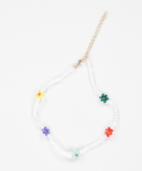 SPINNS(スピンズ)の「45cm フラワーモチーフビーズネックレス(ネックレス・レディース・パープル/カラフル・ONESIZE)」の3枚目の写真