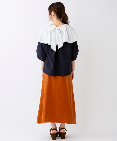 良品Sono デザインフレアブラウスバックリボン日本製