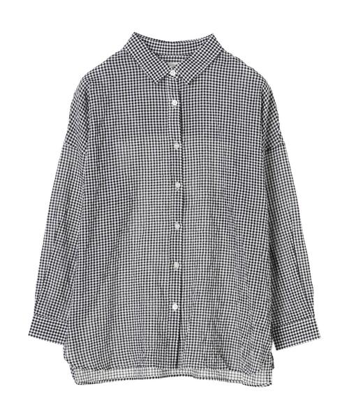 Green　Parks（グリーンパークス）の「シャーリングチェックカジュアルシャツ＊（シャツ/ブラウス・レディース・その他5/ストライプ/その他16/ブルー系その他3・FREE）」の5枚目の写真