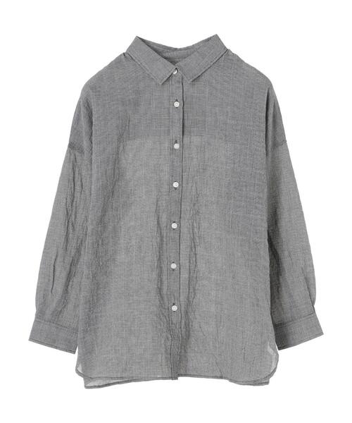 Green　Parks（グリーンパークス）の「シャーリングチェックカジュアルシャツ＊（シャツ/ブラウス・レディース・その他5/ストライプ/その他16/ブルー系その他3・FREE）」の4枚目の写真