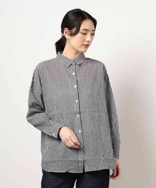 Green　Parks（グリーンパークス）の「シャーリングチェックカジュアルシャツ＊（シャツ/ブラウス・レディース・その他5/ストライプ/その他16/ブルー系その他3・FREE）」の9枚目の写真