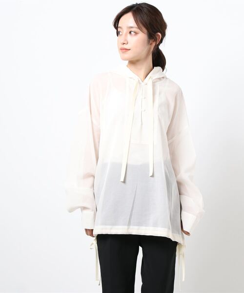 GARAGE OF GOOD CLOTHING(ガレージオブグッドクロージング)の「FEA フード付アノラツク風シャツ(シャツ/ブラウス・レディース・ブラック/アイボリー・FREE)」の13枚目の写真