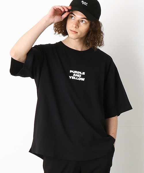 Purple&Yellow(パープルアンドイエロー)の「切替 ビッグシルエットTシャツ(Tシャツ/カットソー・メンズ・ホワイト/ブラック/グレイッシュベージュ・SMALL/MEDIUM/LARGE)」の1枚目の写真