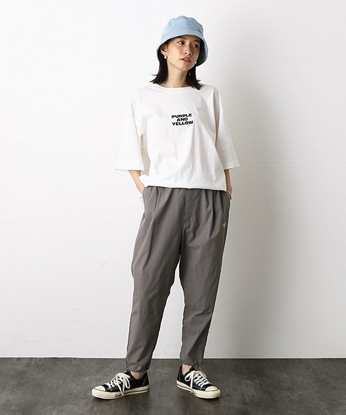 Purple&Yellow(パープルアンドイエロー)の「切替 ビッグシルエットTシャツ(Tシャツ/カットソー・メンズ・ホワイト/ブラック/グレイッシュベージュ・SMALL/MEDIUM/LARGE)」の5枚目の写真