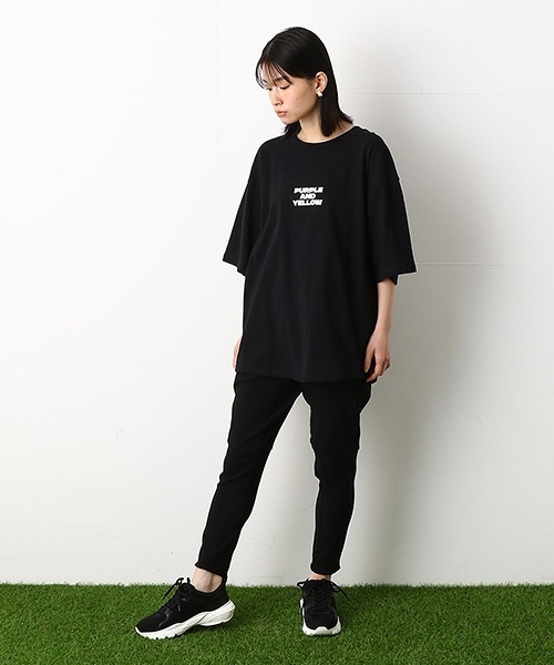 Purple&Yellow(パープルアンドイエロー)の「切替 ビッグシルエットTシャツ(Tシャツ/カットソー・メンズ・ホワイト/ブラック/グレイッシュベージュ・SMALL/MEDIUM/LARGE)」の9枚目の写真