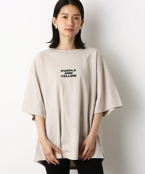 Purple&Yellow(パープルアンドイエロー)の「切替 ビッグシルエットTシャツ(Tシャツ/カットソー・メンズ・ホワイト/ブラック/グレイッシュベージュ・SMALL/MEDIUM/LARGE)」の10枚目の写真