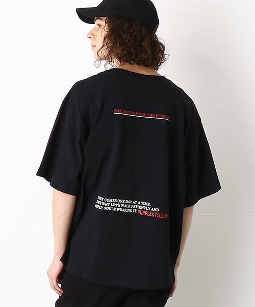 Purple&Yellow(パープルアンドイエロー)の「切替 ビッグシルエットTシャツ(Tシャツ/カットソー・メンズ・ホワイト/ブラック/グレイッシュベージュ・SMALL/MEDIUM/LARGE)」の14枚目の写真