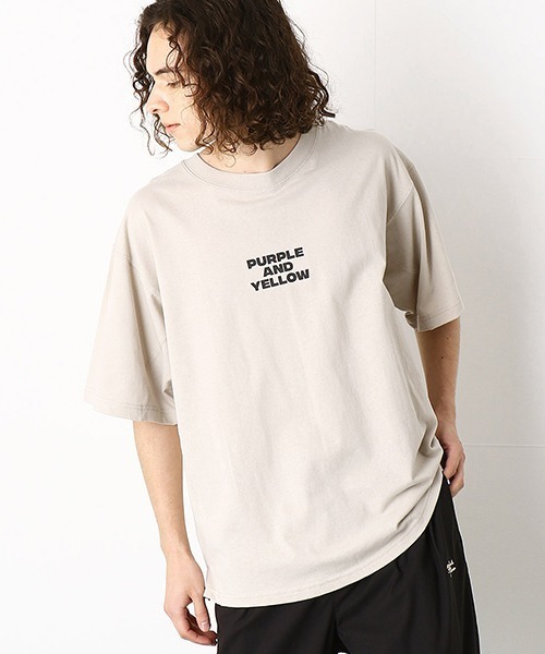 Purple&Yellow(パープルアンドイエロー)の「切替 ビッグシルエットTシャツ(Tシャツ/カットソー・メンズ・ホワイト/ブラック/グレイッシュベージュ・SMALL/MEDIUM/LARGE)」の16枚目の写真