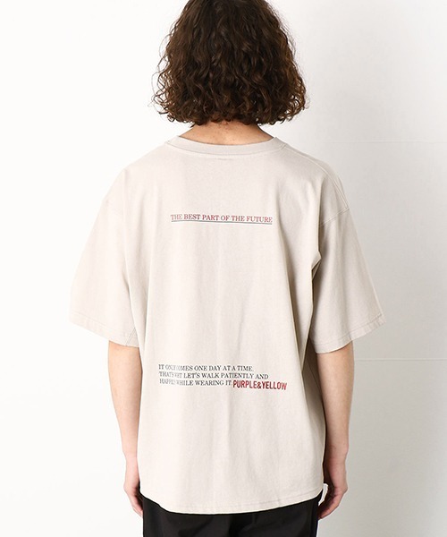 Purple&Yellow(パープルアンドイエロー)の「切替 ビッグシルエットTシャツ(Tシャツ/カットソー・メンズ・ホワイト/ブラック/グレイッシュベージュ・SMALL/MEDIUM/LARGE)」の18枚目の写真