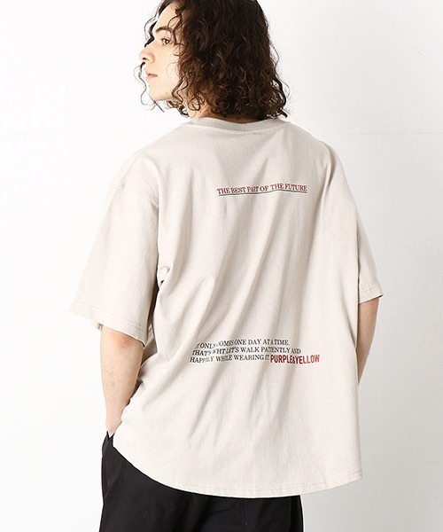 Purple&Yellow(パープルアンドイエロー)の「切替 ビッグシルエットTシャツ(Tシャツ/カットソー・メンズ・ホワイト/ブラック/グレイッシュベージュ・SMALL/MEDIUM/LARGE)」の15枚目の写真