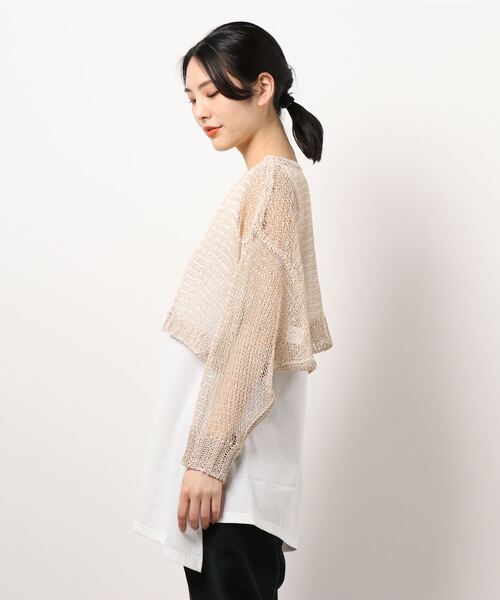 Three Four Time（ｽﾘｰﾌｫｰﾀｲﾑ）の「タンク付きメッシュショートプルオーバー（その他トップス・レディース・グリーン/ベージュ・FREE）」の3枚目の写真