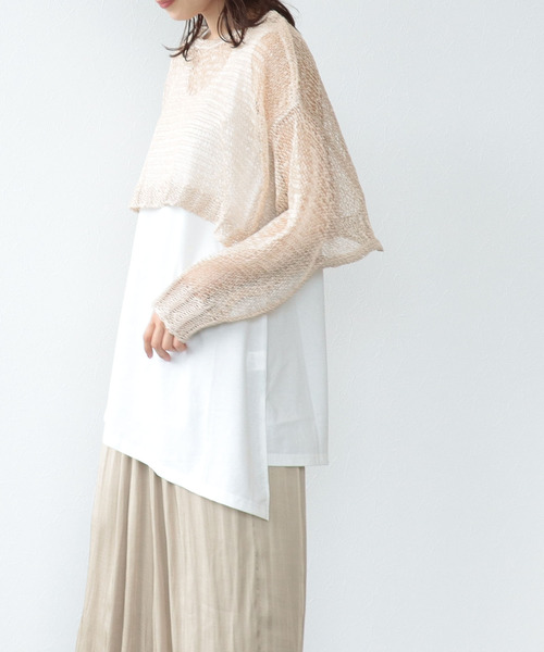 Three Four Time（ｽﾘｰﾌｫｰﾀｲﾑ）の「タンク付きメッシュショートプルオーバー（その他トップス・レディース・グリーン/ベージュ・FREE）」の5枚目の写真