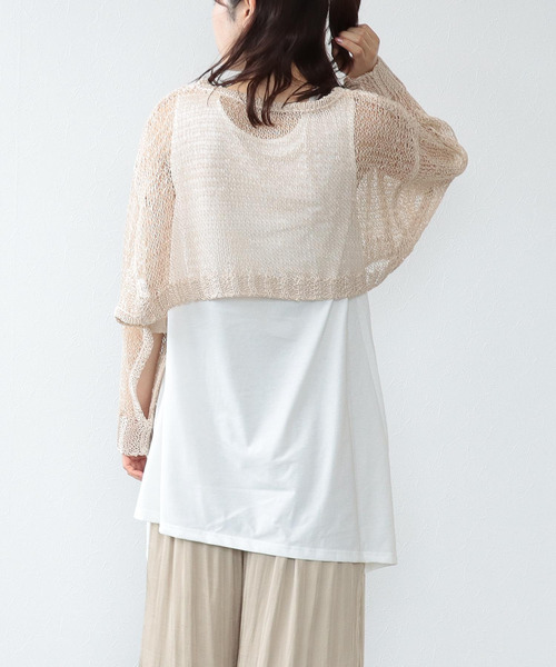 Three Four Time（ｽﾘｰﾌｫｰﾀｲﾑ）の「タンク付きメッシュショートプルオーバー（その他トップス・レディース・グリーン/ベージュ・FREE）」の6枚目の写真