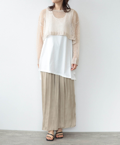 Three Four Time（ｽﾘｰﾌｫｰﾀｲﾑ）の「タンク付きメッシュショートプルオーバー（その他トップス・レディース・グリーン/ベージュ・FREE）」の7枚目の写真