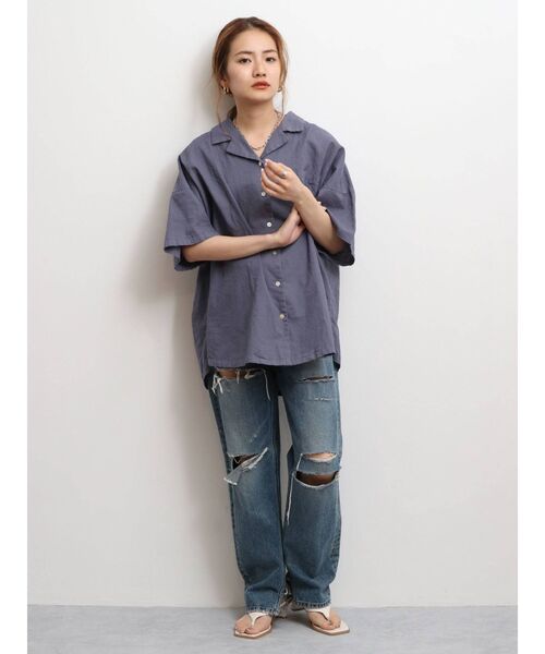 Ungrid（アングリッド）の「ウォッシュハーフスリーブルーズシャツ（シャツ/ブラウス・レディース・パープル/ブラウン/ブルー・FREE）」の10枚目の写真