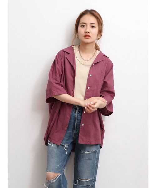 Ungrid（アングリッド）の「ウォッシュハーフスリーブルーズシャツ（シャツ/ブラウス・レディース・パープル/ブラウン/ブルー・FREE）」の7枚目の写真