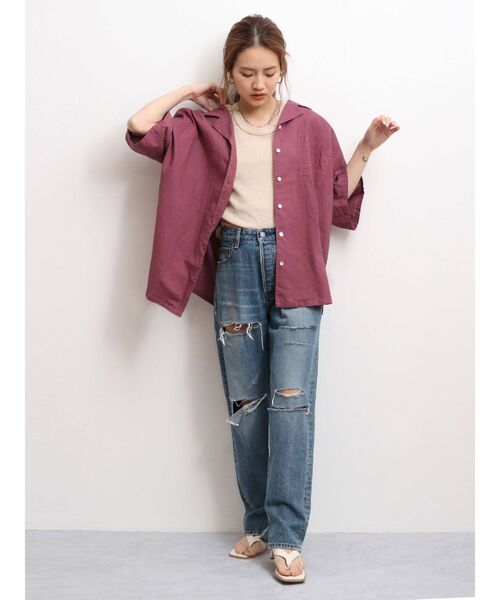 Ungrid（アングリッド）の「ウォッシュハーフスリーブルーズシャツ（シャツ/ブラウス・レディース・パープル/ブラウン/ブルー・FREE）」の16枚目の写真