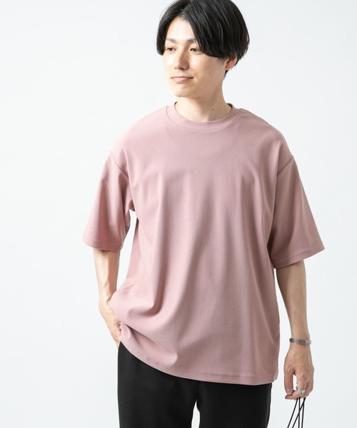 ITEMS URBANRESEARCH（アイテムズ アーバンリサーチ）の「トリコット クルーネック半袖プルオーバー（Tシャツ/カットソー・メンズ・グレー/オフホワイト/ピンク/ブラック・LARGE/MEDIUM）」の4枚目の写真