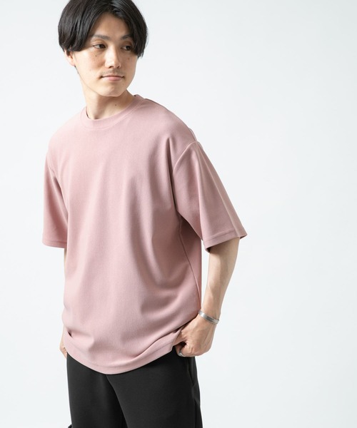 ITEMS URBANRESEARCH（アイテムズ アーバンリサーチ）の「トリコット クルーネック半袖プルオーバー（Tシャツ/カットソー・メンズ・グレー/オフホワイト/ピンク/ブラック・LARGE/MEDIUM）」の6枚目の写真