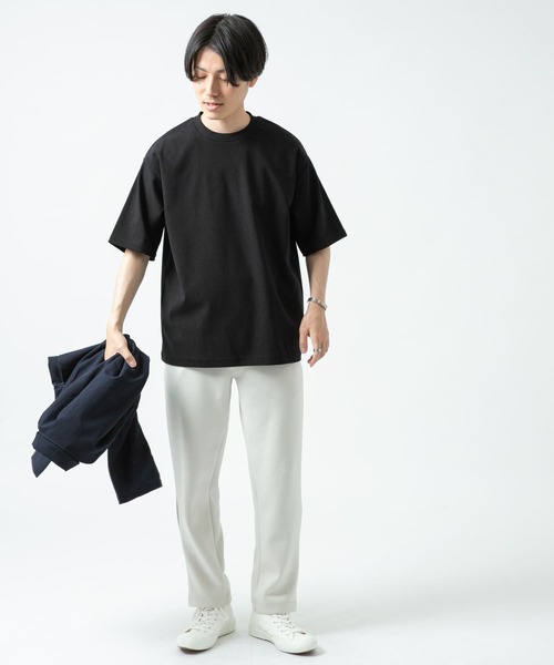 ITEMS URBANRESEARCH（アイテムズ アーバンリサーチ）の「トリコット クルーネック半袖プルオーバー（Tシャツ/カットソー・メンズ・グレー/オフホワイト/ピンク/ブラック・LARGE/MEDIUM）」の9枚目の写真