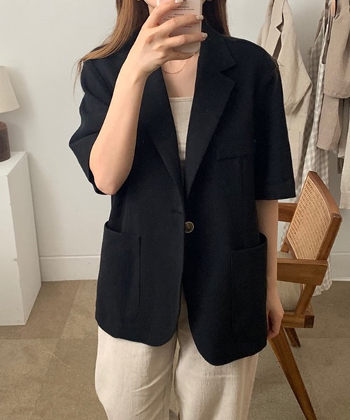 Doula Doula（ドゥーラドゥーラ）の「リネンライク半袖ジャケット＋ワイドパンツ　セットアップ（セットアップ・レディース・ブラック/ベージュ・FREE）」の14枚目の写真