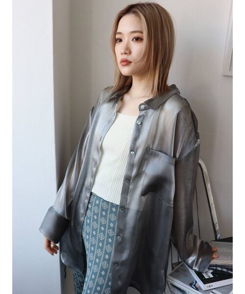 MURUA（ムルーア）の「バックオープンアシメニットタンク（ニット/セーター・レディース・ホワイト/ブラック/グリーン/ベージュ・FREE）」の14枚目の写真