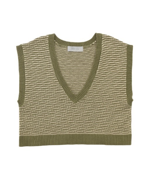 select MOCA（セレクトモカ）の「2021 AW Vネック柄ガーター編みショートベスト（ベスト・レディース・ブラック/ブラウン/カーキ・FREE）」の21枚目の写真