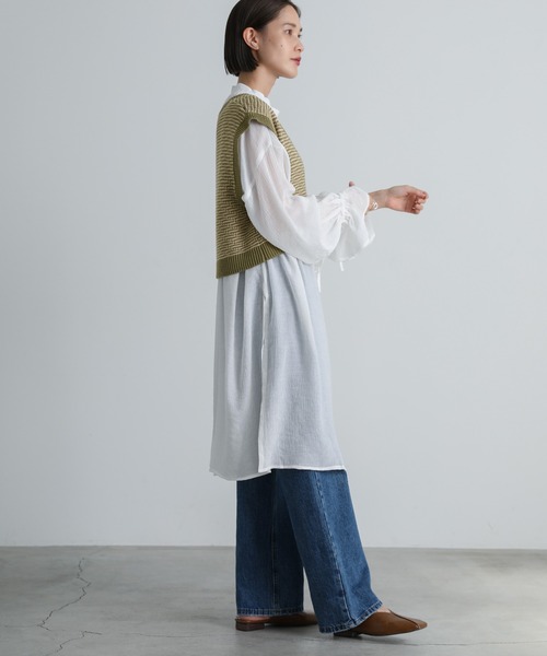 select MOCA（セレクトモカ）の「2021 AW Vネック柄ガーター編みショートベスト（ベスト・レディース・ブラック/ブラウン/カーキ・FREE）」の10枚目の写真