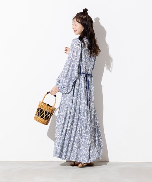 hunch（ハンチ）の「レーヨン麻 ペイズリー柄 ギャザーワンピース（ワンピース・レディース・チャコール/ベージュ/オフホワイト・FREE）」の8枚目の写真