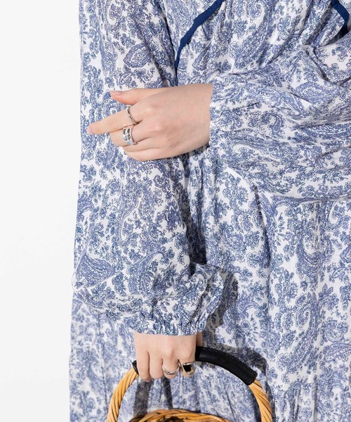 hunch（ハンチ）の「レーヨン麻 ペイズリー柄 ギャザーワンピース（ワンピース・レディース・チャコール/ベージュ/オフホワイト・FREE）」の14枚目の写真