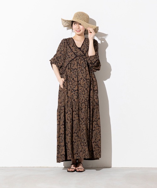 hunch（ハンチ）の「レーヨン麻 ペイズリー柄 ギャザーワンピース（ワンピース・レディース・チャコール/ベージュ/オフホワイト・FREE）」の21枚目の写真