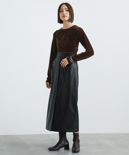 select MOCA(セレクトモカ)の「2021 AW ストレッチベロアカットソー(Tシャツ/カットソー・レディース・ブラウン/ライトグリーン/キャメル・FREE)」の9枚目の写真