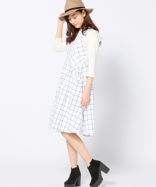 Another Edition（アナザーエディション）の「ウィンドペンノスリーブワンピース/AEBC WIND/PANE N/SL OP◆（ワンピース・レディース・オフホワイト・ﾌﾘ-）」の3枚目の写真