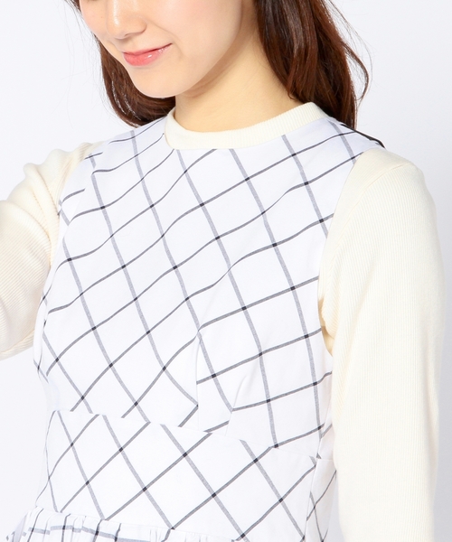 Another Edition（アナザーエディション）の「ウィンドペンノスリーブワンピース/AEBC WIND/PANE N/SL OP◆（ワンピース・レディース・オフホワイト・ﾌﾘ-）」の4枚目の写真