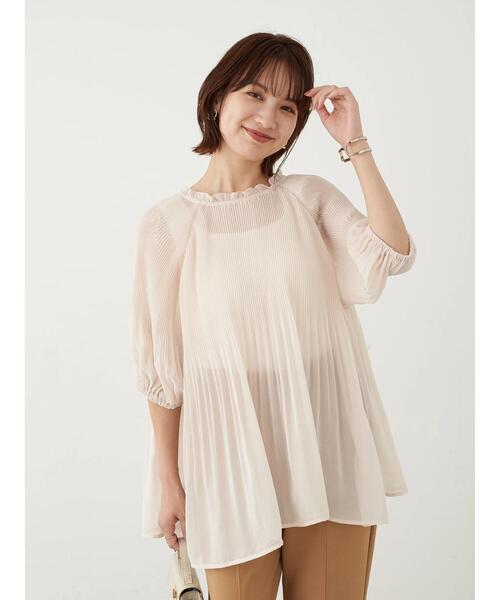 earth music&ecology(アースミュージックアンドエコロジー)の「シフォンプリーツ2wayブラウス *(シャツ/ブラウス・レディース・ブラック/アイボリー/ミント/ドット/ライトベージュ/ブラック系その他5・FREE)」の9枚目の写真