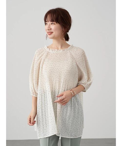 earth music&ecology(アースミュージックアンドエコロジー)の「シフォンプリーツ2wayブラウス *(シャツ/ブラウス・レディース・ブラック/アイボリー/ミント/ドット/ライトベージュ/ブラック系その他5・FREE)」の14枚目の写真