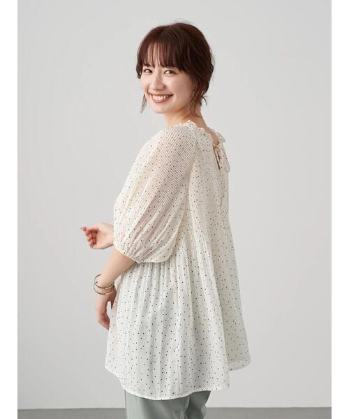 earth music&ecology(アースミュージックアンドエコロジー)の「シフォンプリーツ2wayブラウス *(シャツ/ブラウス・レディース・ブラック/アイボリー/ミント/ドット/ライトベージュ/ブラック系その他5・FREE)」の16枚目の写真