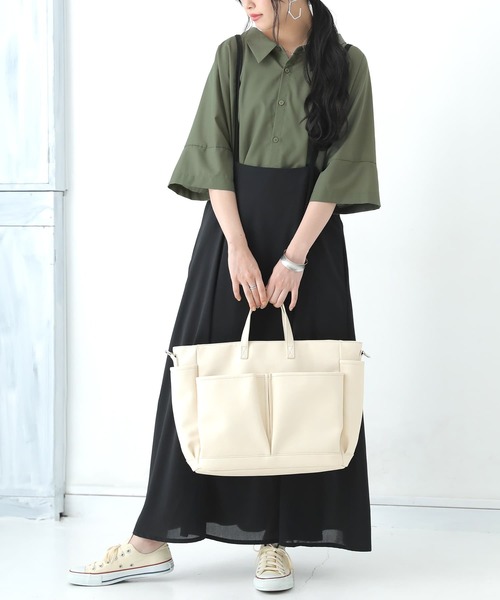 osharewalker（オシャレウォーカー）の「【廃盤】『大容量2wayデザインバッグ』（トートバッグ・レディース・アイボリー/ブラック/キャメル・FREE）」の22枚目の写真