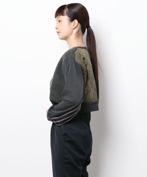 gomme（ゴム）の「60/-ファイン裏毛　ショートトレーナー（スウェット・レディース・ブラック/チャコールグレー/カーキ・MEDIUM）」の4枚目の写真