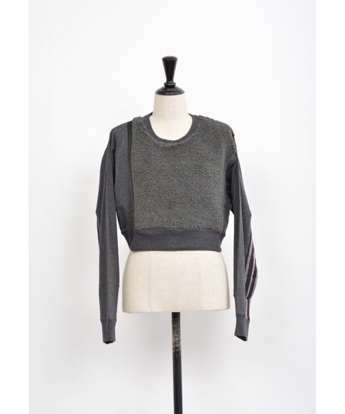 gomme（ゴム）の「60/-ファイン裏毛　ショートトレーナー（スウェット・レディース・ブラック/チャコールグレー/カーキ・MEDIUM）」の2枚目の写真