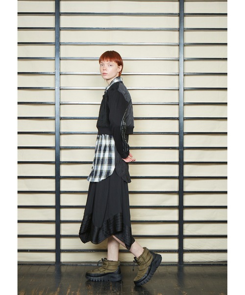 gomme（ゴム）の「60/-ファイン裏毛　ショートトレーナー（スウェット・レディース・ブラック/チャコールグレー/カーキ・MEDIUM）」の14枚目の写真