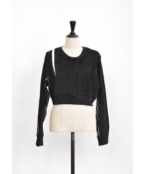 gomme（ゴム）の「60/-ファイン裏毛　ショートトレーナー（スウェット・レディース・ブラック/チャコールグレー/カーキ・MEDIUM）」の5枚目の写真